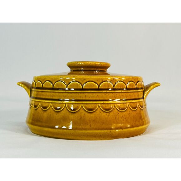 MCM Homer Laughlin Sheffield Granada Harvest Gold Covered Casserole Dish - Picture 1 of 11